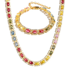 Colorful Symphony of Colors Sugar Cube Tourmaline Necklace