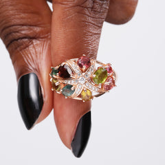 Vintage Revival: Majestic Oval Solitaire Tourmaline Ring