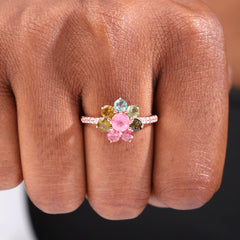 Vintage-Inspired Tourmaline Daisy Ring
