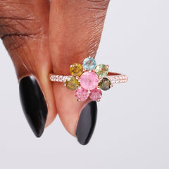 Vintage-Inspired Tourmaline Daisy Ring