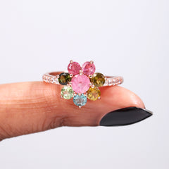Vintage-Inspired Tourmaline Daisy Ring