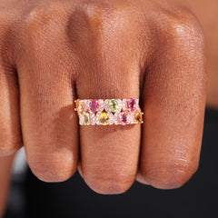 Time Double Track Color Tourmaline Ring