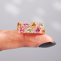 Time Double Track Color Tourmaline Ring