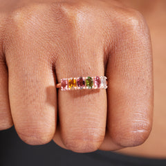 Modern Gradient Oval Tourmaline Ring