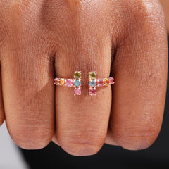 Delicate Mini Rainbow Tourmaline Open Ring