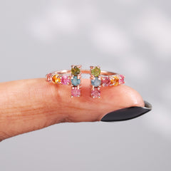 Delicate Mini Rainbow Tourmaline Open Ring