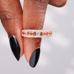 Vivid Round-Cut Tourmaline Statement Ring