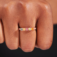 Petite Round Cut Tourmaline Minimalist Stacking Ring