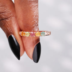 Petite Round Cut Tourmaline Minimalist Stacking Ring