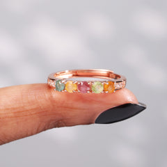 Petite Round Cut Tourmaline Minimalist Stacking Ring