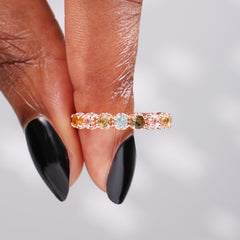 Tiny Rainbow Tourmaline Circle Ring