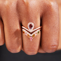 Palace-style Tourmaline Stacking Ring Set