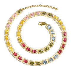 Colorful Symphony of Colors Sugar Cube Tourmaline Bracelet