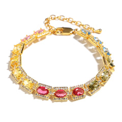 Colorful Symphony of Colors Sugar Cube Tourmaline Bracelet