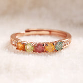 Petite Round Cut Tourmaline Minimalist Stacking Ring