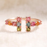 Delicate Mini Rainbow Tourmaline Open Ring