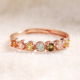 Tiny Rainbow Tourmaline Circle Ring