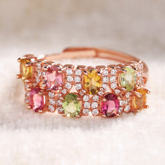 Time Double Track Color Tourmaline Ring