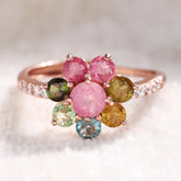 Vintage-Inspired Tourmaline Daisy Ring
