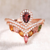 Palace-style Tourmaline Stacking Ring Set