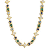 Geometric Colored Gemstone Necklace (Unisex)