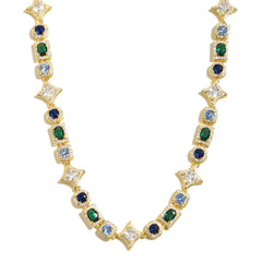 Geometric Colored Gemstone Necklace (Unisex)