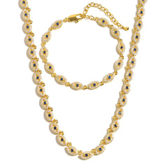 Gold Evil Eye Gemstone Necklace