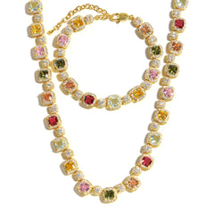 Candy-colored Sweet Square Tourmaline Bracelet