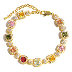 Candy-colored Sweet Square Tourmaline Necklace