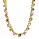 Candy-colored Sweet Square Tourmaline Necklace