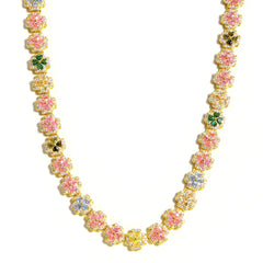 Pink Blossom Garden Tourmaline Charm Necklace