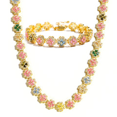 Pink Blossom Garden Tourmaline Charm Necklace