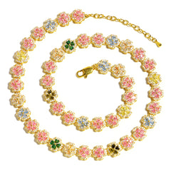 Pink Blossom Garden Tourmaline Charm Bracelet