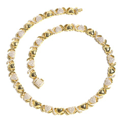 Gold XOXO Diamond Gemstone Necklace