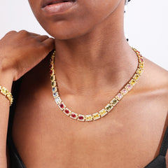 Colorful Symphony of Colors Sugar Cube Tourmaline Necklace