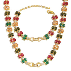 Double Tourmaline Bow Elegance Necklace