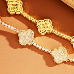 3mm Iced Out Four Leaf Tennis Chain