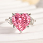 Royal Romantic Pink Stone Heart Cut Engagement Ring
