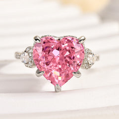 Royal Romantic Pink Stone Heart Cut Engagement Ring