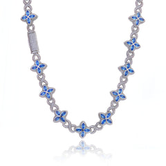 Multicolor Four-Leaf Clover Lucky Charm Gemstone Necklace