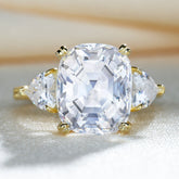 Romantic Cushion Cut Three Stone Engagement Ring