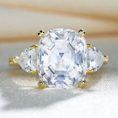 Romantic Cushion Cut Three Stone Engagement Ring