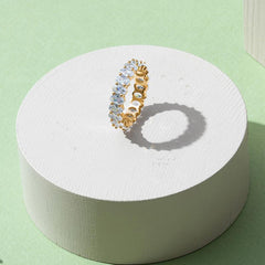 Gold Plated Oval Cubic Zirconia Love Ring