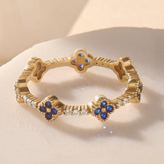 Tiny Sapphire Flower Wedding Ring