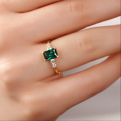 Octagon Cut Emerald Engagement Ring