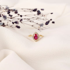 Oval Cut Ruby Wedding Ring