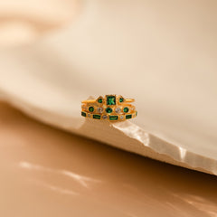 Exquisite Minimalist Emerald Ring Set