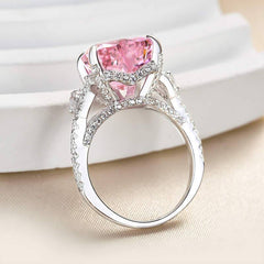 Royal Romantic Pink Stone Heart Cut Engagement Ring