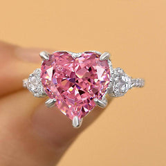 Royal Romantic Pink Stone Heart Cut Engagement Ring