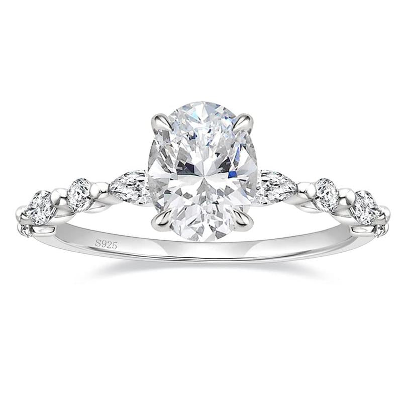 2CT Enagement Rings Oval Cut Promise Ring